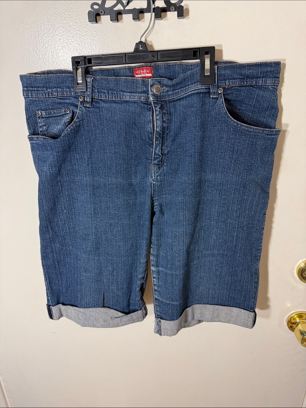 Avenue Dark Blue Boyfriend Roll-Cuff Denim Shorts